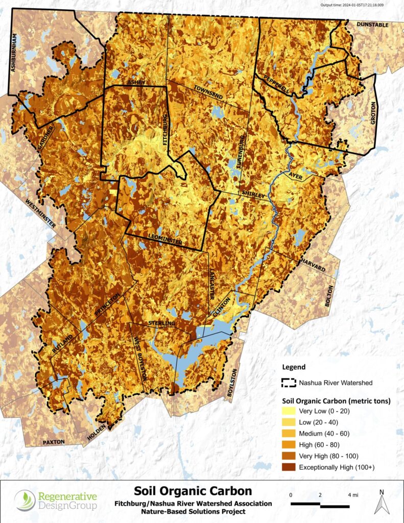 Map showing Fitchburg-Nashua Soil organic carbon densities