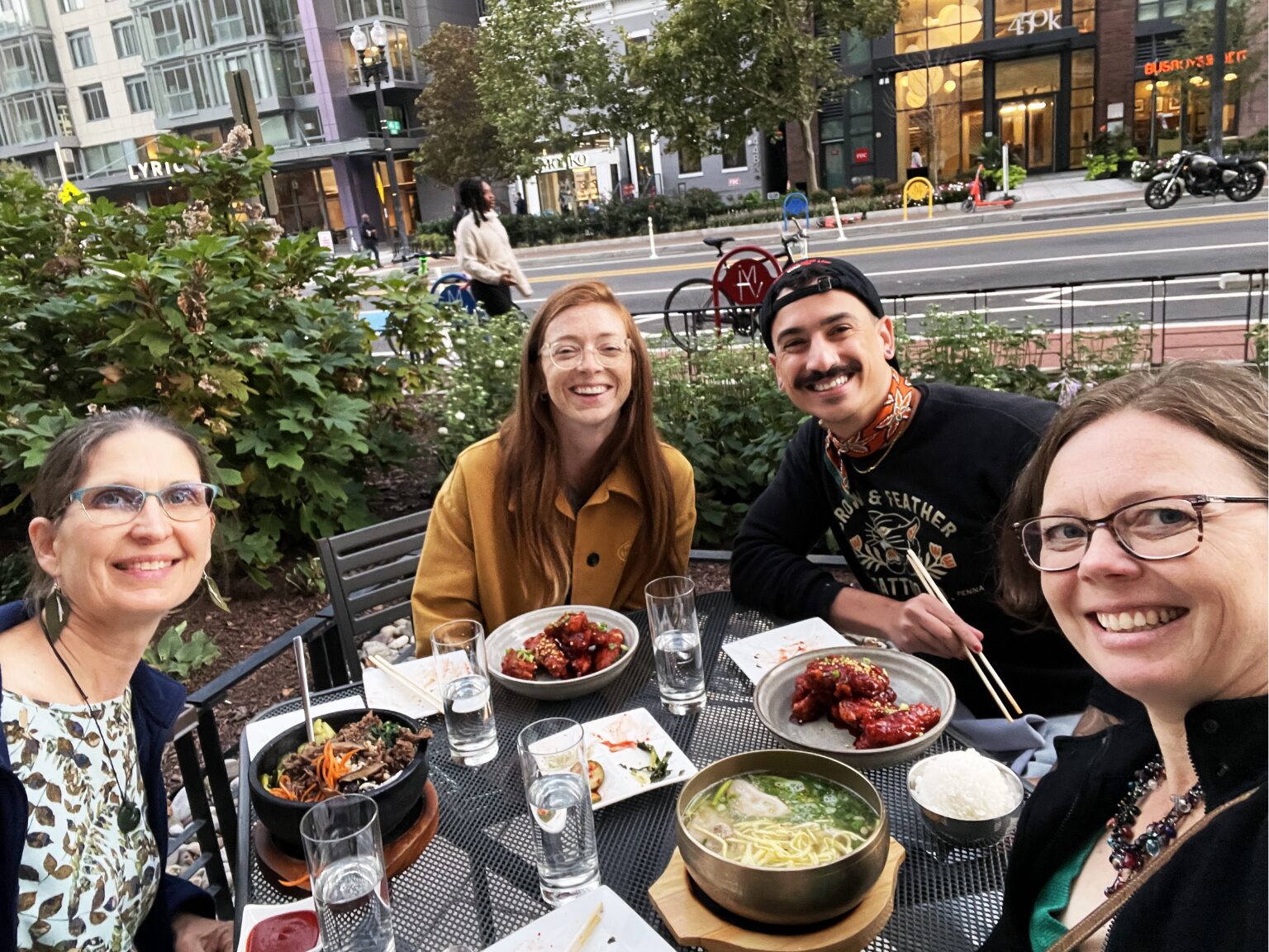 Gillian Davies, Elena Zachary, Taurean Gagnon, and Rachel Lindsay enjoy lunch during ASLA 2024 conference